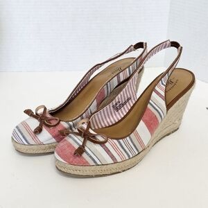 G.H. Bass & Co Kim Women MultiColor Wedge Slingback Espadrille Sandal Size 8
